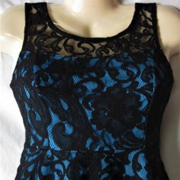 Junior's Lace Dress Size Petite Small PS Blue & Black - Picture 2 of 2